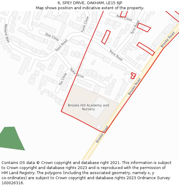 6, SPEY DRIVE, OAKHAM, LE15 6JP: Location map and indicative extent of plot