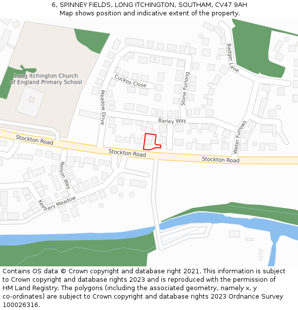 6, SPINNEY FIELDS, LONG ITCHINGTON, SOUTHAM, CV47 9AH: Location map and indicative extent of plot