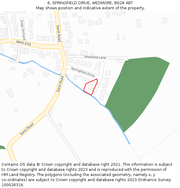 6, SPRINGFIELD DRIVE, WEDMORE, BS28 4BT: Location map and indicative extent of plot