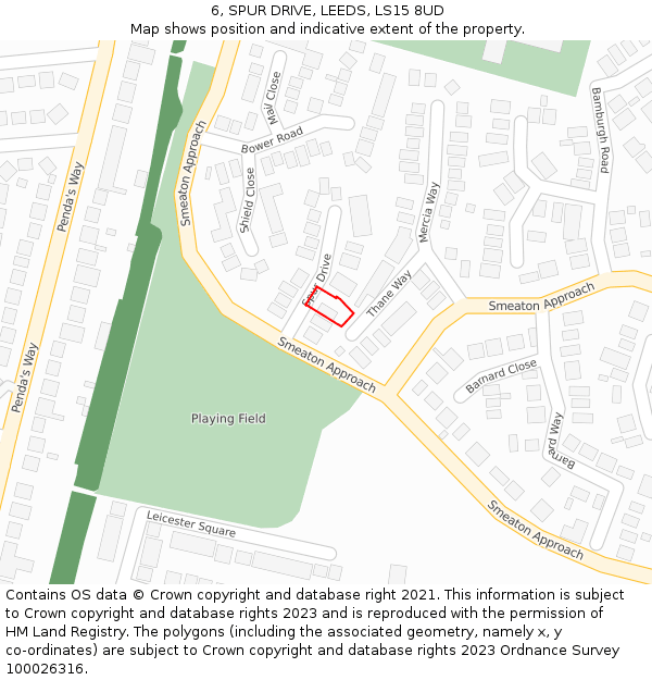 6, SPUR DRIVE, LEEDS, LS15 8UD: Location map and indicative extent of plot