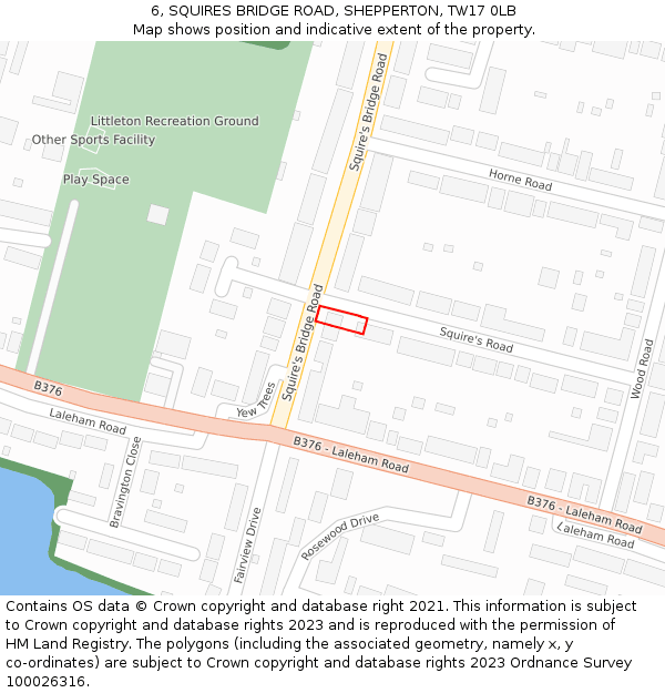 6, SQUIRES BRIDGE ROAD, SHEPPERTON, TW17 0LB: Location map and indicative extent of plot