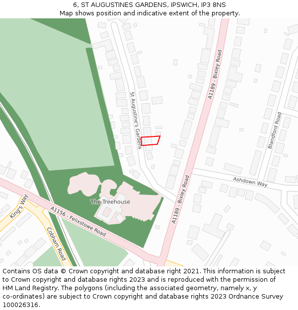 6, ST AUGUSTINES GARDENS, IPSWICH, IP3 8NS: Location map and indicative extent of plot