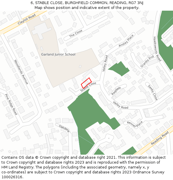 6, STABLE CLOSE, BURGHFIELD COMMON, READING, RG7 3NJ: Location map and indicative extent of plot