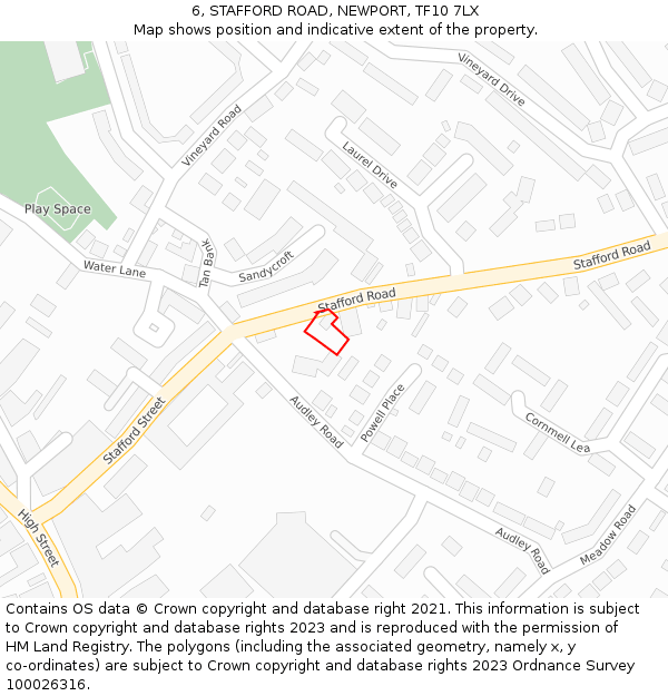 6, STAFFORD ROAD, NEWPORT, TF10 7LX: Location map and indicative extent of plot