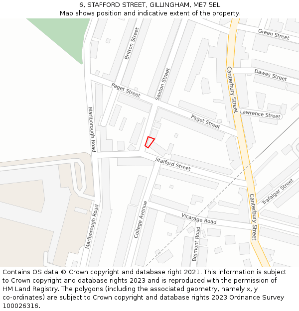 6, STAFFORD STREET, GILLINGHAM, ME7 5EL: Location map and indicative extent of plot