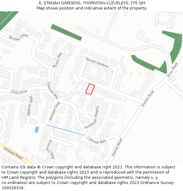 6, STANAH GARDENS, THORNTON-CLEVELEYS, FY5 5JH: Location map and indicative extent of plot
