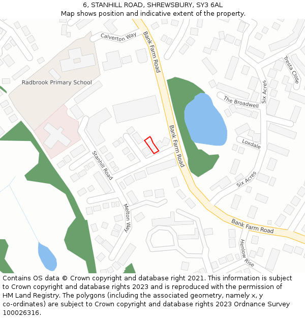 6, STANHILL ROAD, SHREWSBURY, SY3 6AL: Location map and indicative extent of plot