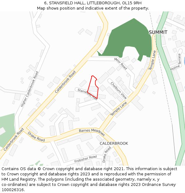 6, STANSFIELD HALL, LITTLEBOROUGH, OL15 9RH: Location map and indicative extent of plot