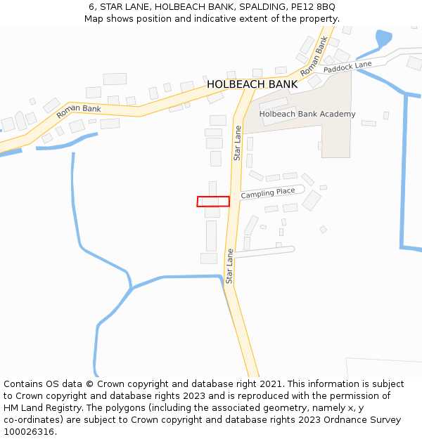 6, STAR LANE, HOLBEACH BANK, SPALDING, PE12 8BQ: Location map and indicative extent of plot