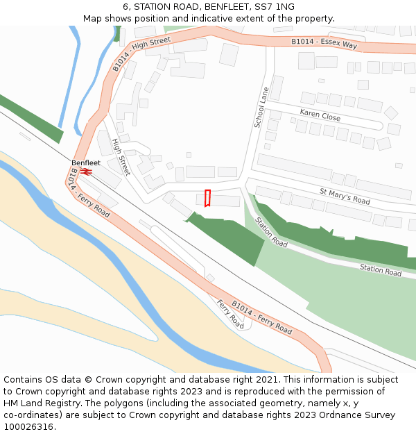 6, STATION ROAD, BENFLEET, SS7 1NG: Location map and indicative extent of plot