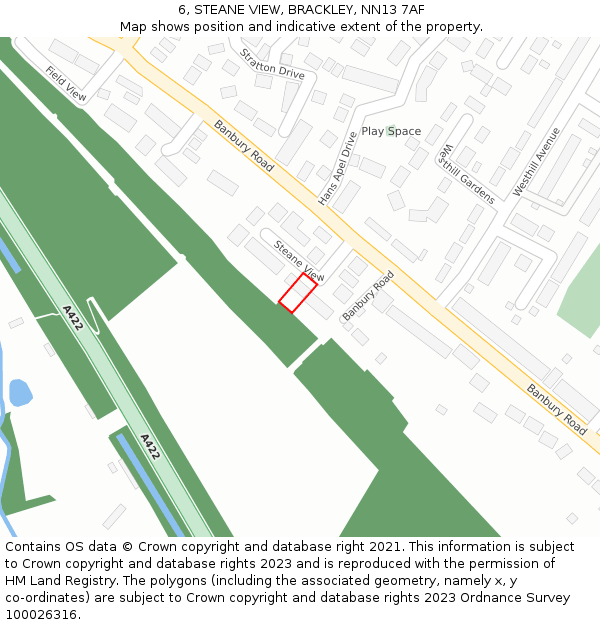 6, STEANE VIEW, BRACKLEY, NN13 7AF: Location map and indicative extent of plot