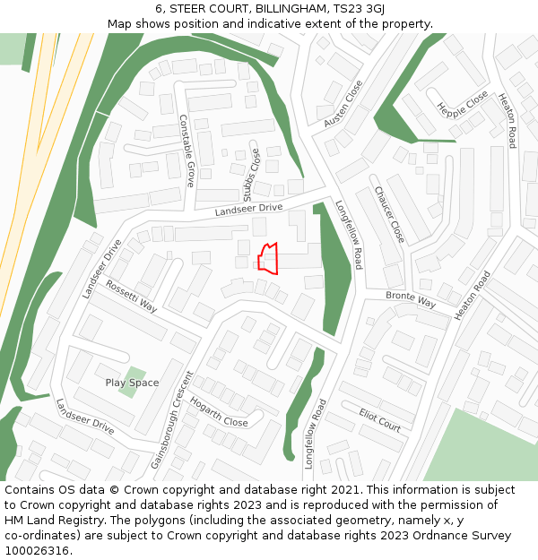 6, STEER COURT, BILLINGHAM, TS23 3GJ: Location map and indicative extent of plot