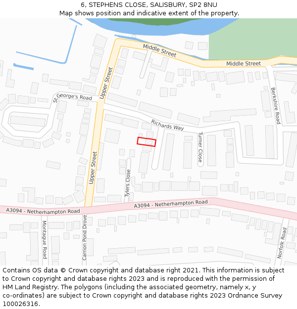 6, STEPHENS CLOSE, SALISBURY, SP2 8NU: Location map and indicative extent of plot