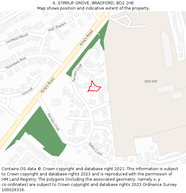 6, STIRRUP GROVE, BRADFORD, BD2 1HE: Location map and indicative extent of plot