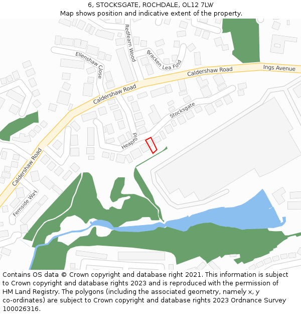 6, STOCKSGATE, ROCHDALE, OL12 7LW: Location map and indicative extent of plot