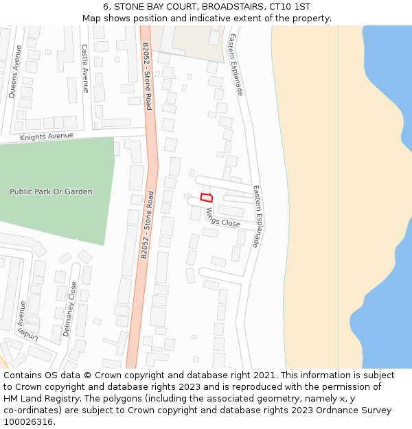 6, STONE BAY COURT, BROADSTAIRS, CT10 1ST: Location map and indicative extent of plot