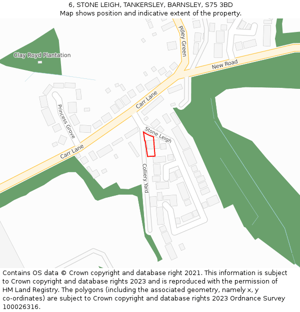 6, STONE LEIGH, TANKERSLEY, BARNSLEY, S75 3BD: Location map and indicative extent of plot