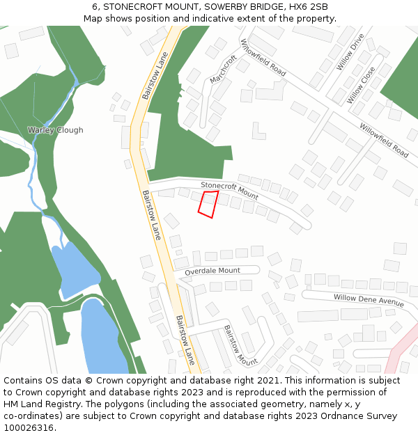6, STONECROFT MOUNT, SOWERBY BRIDGE, HX6 2SB: Location map and indicative extent of plot