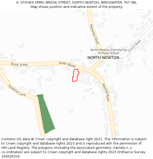 6, STONES FARM, BROOK STREET, NORTH NEWTON, BRIDGWATER, TA7 0BL: Location map and indicative extent of plot