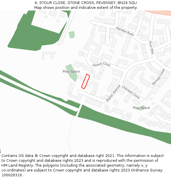 6, STOUR CLOSE, STONE CROSS, PEVENSEY, BN24 5QU: Location map and indicative extent of plot