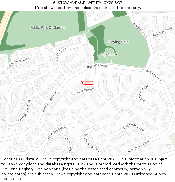 6, STOW AVENUE, WITNEY, OX28 5GR: Location map and indicative extent of plot