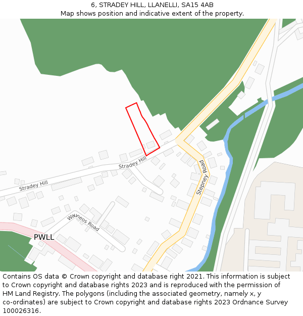 6, STRADEY HILL, LLANELLI, SA15 4AB: Location map and indicative extent of plot