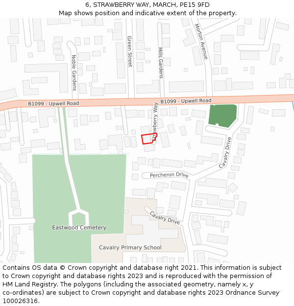 6, STRAWBERRY WAY, MARCH, PE15 9FD: Location map and indicative extent of plot