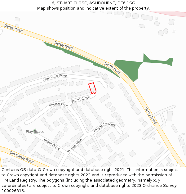 6, STUART CLOSE, ASHBOURNE, DE6 1SG: Location map and indicative extent of plot