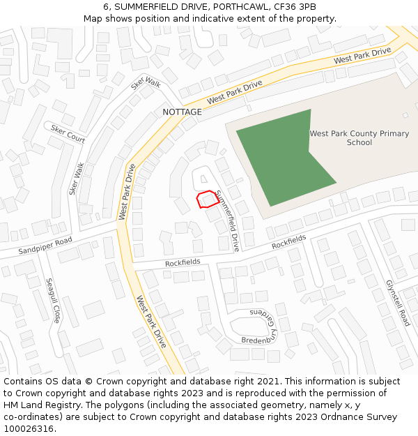 6, SUMMERFIELD DRIVE, PORTHCAWL, CF36 3PB: Location map and indicative extent of plot