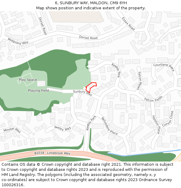 6, SUNBURY WAY, MALDON, CM9 6YH: Location map and indicative extent of plot