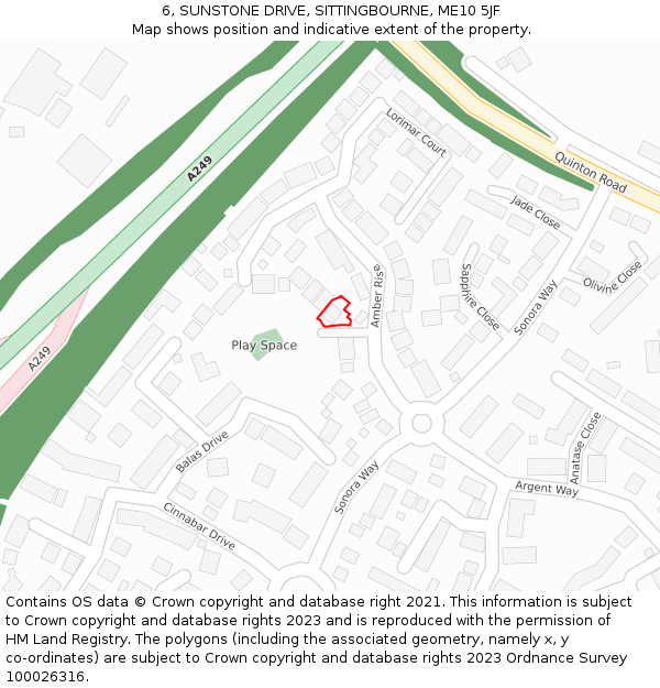 6, SUNSTONE DRIVE, SITTINGBOURNE, ME10 5JF: Location map and indicative extent of plot