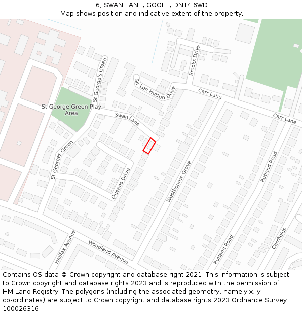 6, SWAN LANE, GOOLE, DN14 6WD: Location map and indicative extent of plot