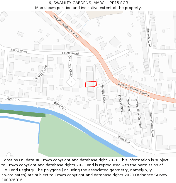 6, SWANLEY GARDENS, MARCH, PE15 8GB: Location map and indicative extent of plot