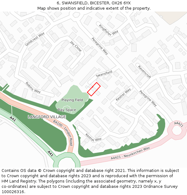 6, SWANSFIELD, BICESTER, OX26 6YX: Location map and indicative extent of plot