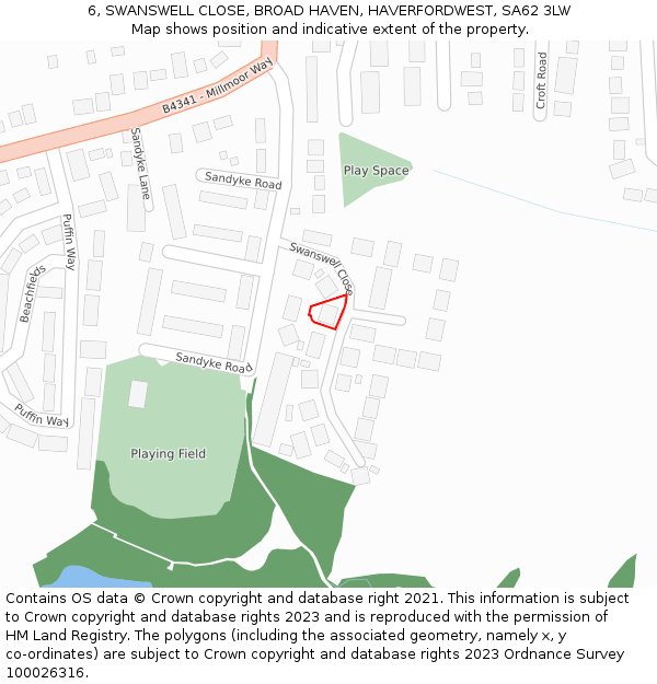 6, SWANSWELL CLOSE, BROAD HAVEN, HAVERFORDWEST, SA62 3LW: Location map and indicative extent of plot