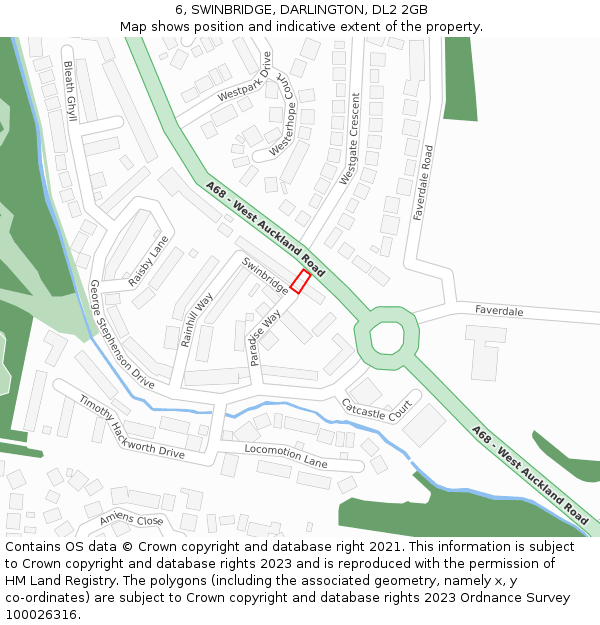 6, SWINBRIDGE, DARLINGTON, DL2 2GB: Location map and indicative extent of plot