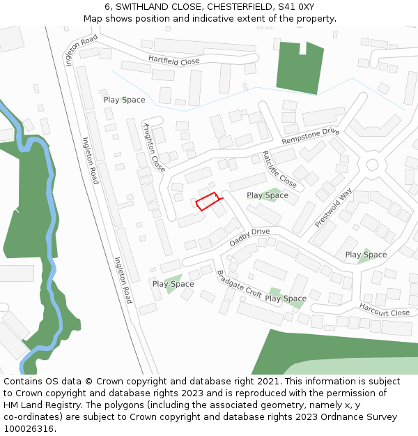 6, SWITHLAND CLOSE, CHESTERFIELD, S41 0XY: Location map and indicative extent of plot