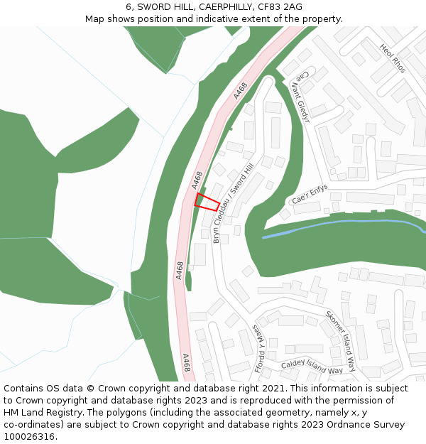 6, SWORD HILL, CAERPHILLY, CF83 2AG: Location map and indicative extent of plot