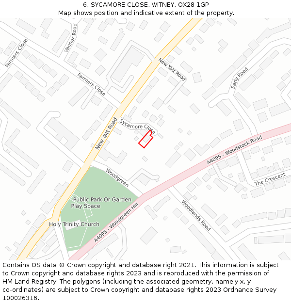 6, SYCAMORE CLOSE, WITNEY, OX28 1GP: Location map and indicative extent of plot