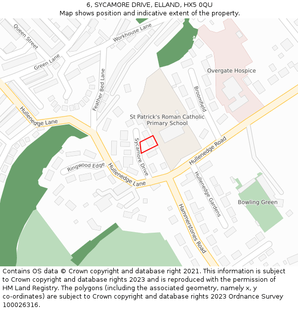 6, SYCAMORE DRIVE, ELLAND, HX5 0QU: Location map and indicative extent of plot