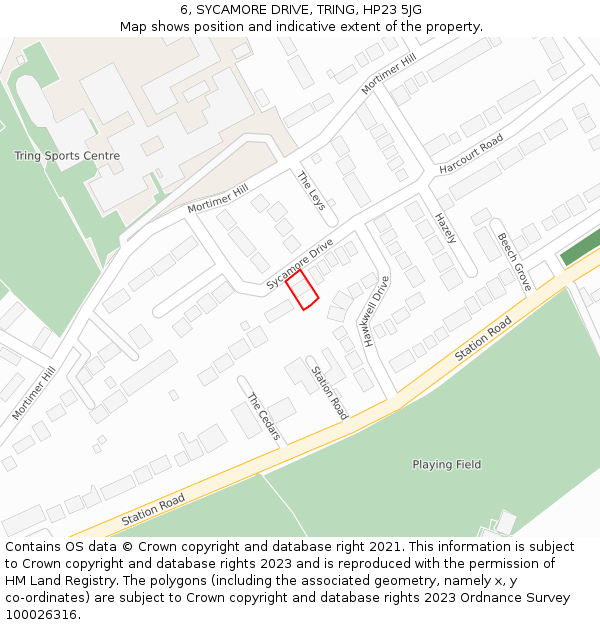 6, SYCAMORE DRIVE, TRING, HP23 5JG: Location map and indicative extent of plot