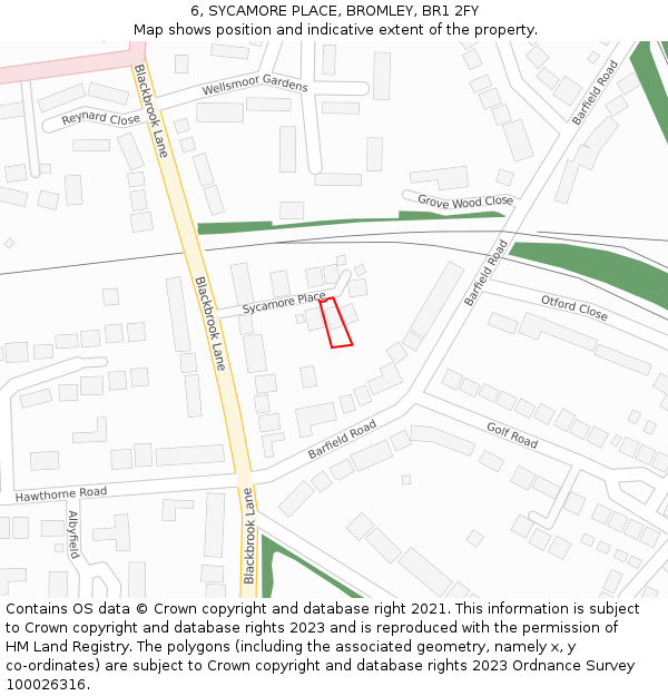 6, SYCAMORE PLACE, BROMLEY, BR1 2FY: Location map and indicative extent of plot