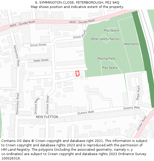 6, SYMMINGTON CLOSE, PETERBOROUGH, PE2 9AQ: Location map and indicative extent of plot