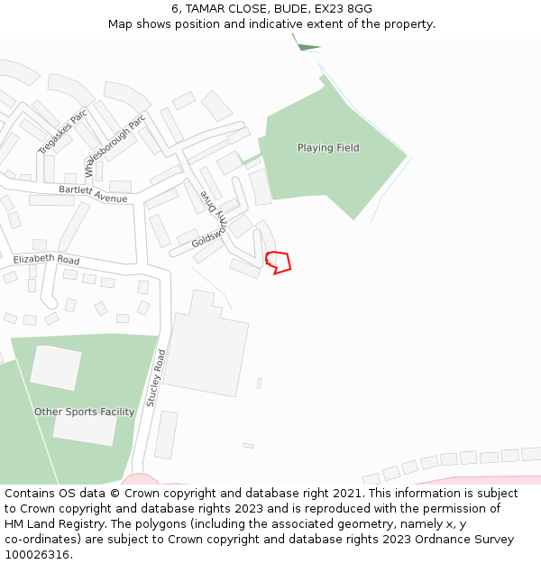 6, TAMAR CLOSE, BUDE, EX23 8GG: Location map and indicative extent of plot
