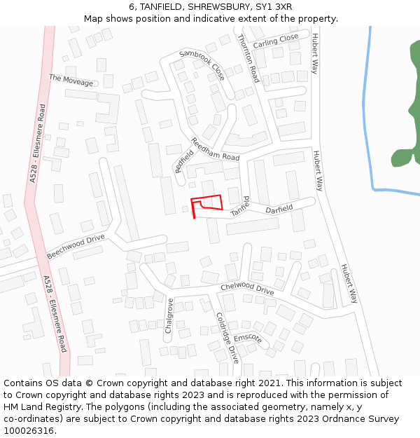 6, TANFIELD, SHREWSBURY, SY1 3XR: Location map and indicative extent of plot