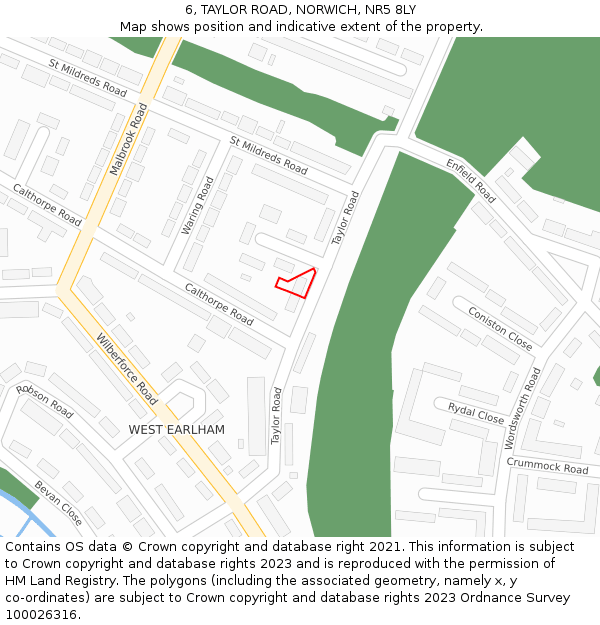 6, TAYLOR ROAD, NORWICH, NR5 8LY: Location map and indicative extent of plot