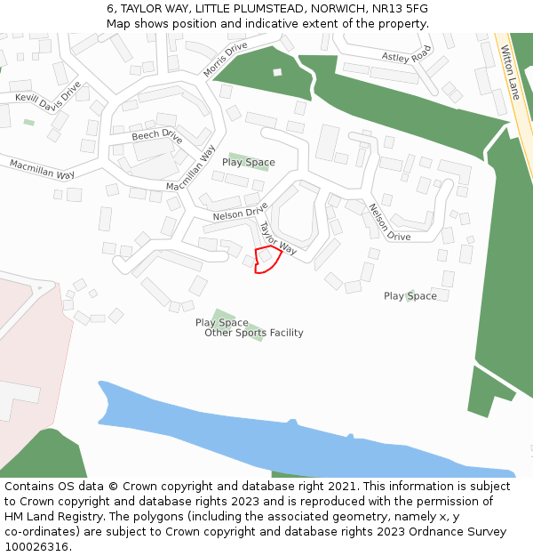 6, TAYLOR WAY, LITTLE PLUMSTEAD, NORWICH, NR13 5FG: Location map and indicative extent of plot