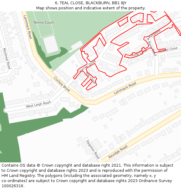 6, TEAL CLOSE, BLACKBURN, BB1 8JY: Location map and indicative extent of plot