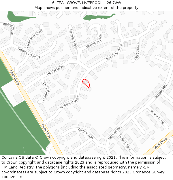 6, TEAL GROVE, LIVERPOOL, L26 7WW: Location map and indicative extent of plot