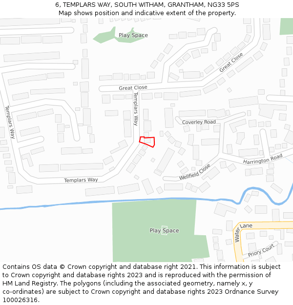 6, TEMPLARS WAY, SOUTH WITHAM, GRANTHAM, NG33 5PS: Location map and indicative extent of plot